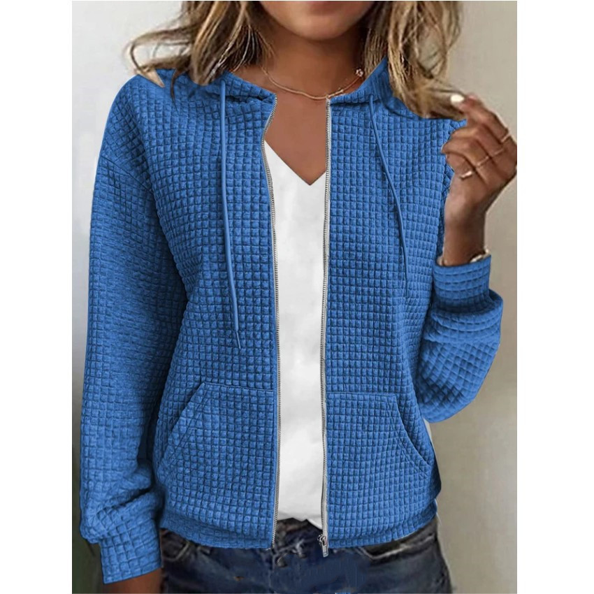 2023 European and American cross-border women's clothing Amazon independent station AliExpress zipper hooded cardigan long-sleeved sweatshirt jacket - Image 3