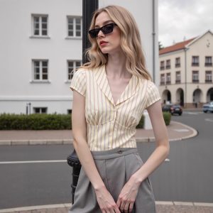 Women's Striped Button-Up Shirt