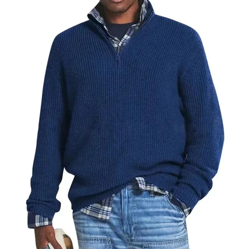 Amazon Independent Station 2023 Autumn and Winter New European and American Foreign Trade Men's Business Casual Loose Zipper Stand Collar Sweater - Image 13