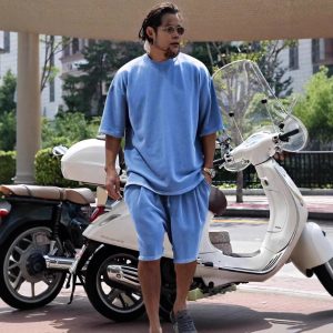 2025 Export Hot Selling Summer Solid Color Sports Suit Casual Loose Short-Sleeve Shorts European and American Trendy Fashion Men's Clothing