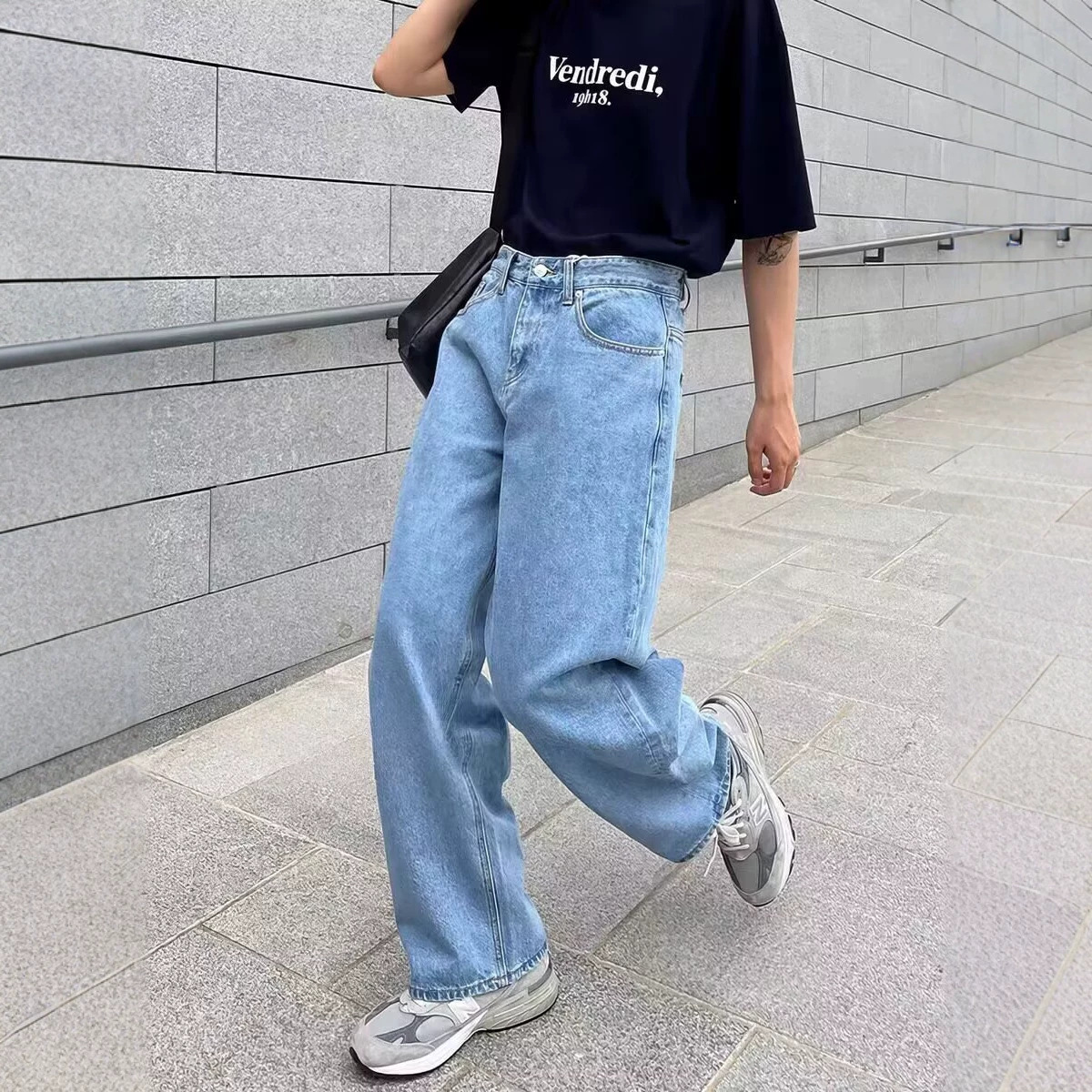 American retro blue jeans for men, spring and autumn 2026 new style, loose straight leg pants, trendy high street casual pants. - Image 4
