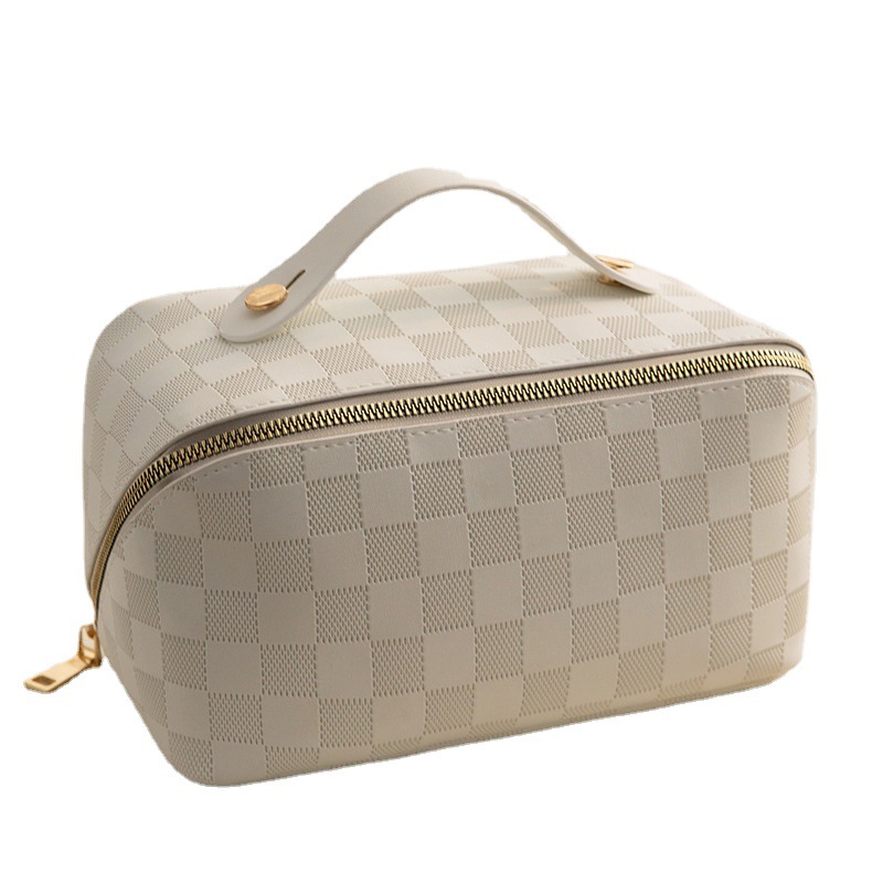 Checkered pillow cosmetic bag for women High-value portable large-capacity waterproof toiletry bag travel cosmetic storage bag - Image 5