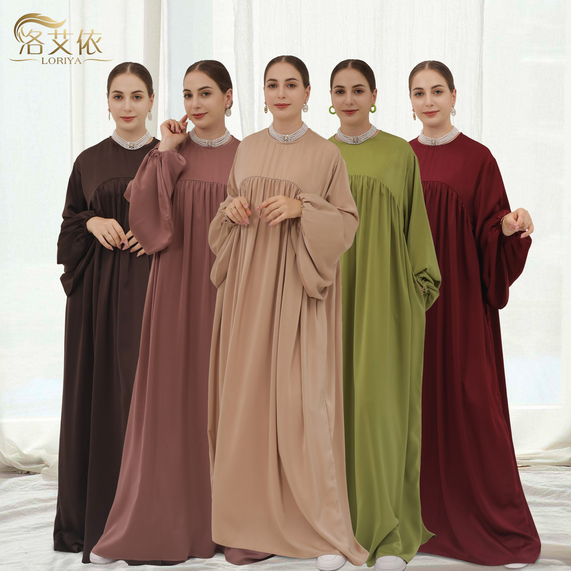 2023 Loriya AliExpress Amazon Swing Solid Color Loose Comfortable Robe Dress LR592 - Image 4