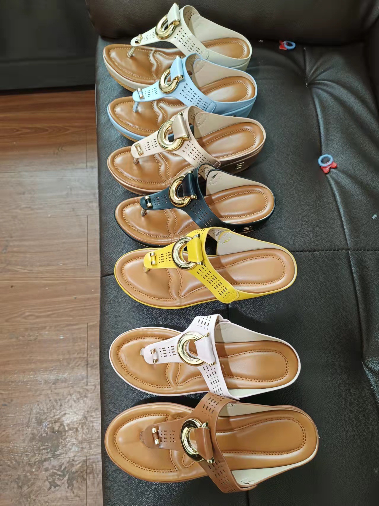 2023 foreign trade large size sandals Europe and the United States fashion flip flops wedge wedge thick bottom Europe and the United States fashion Roman sandals and slippers