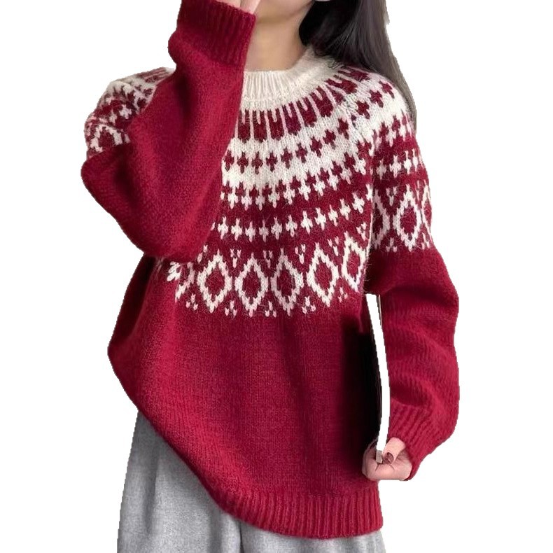 Retro Nordic style, high-end feel, Irish Island sweater pullover women's autumn and winter thicken, perfect for layering under a coat. - Image 5