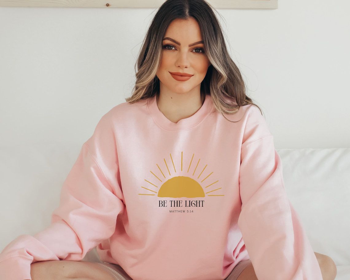 Amazon Large Size Pink Fleece Sweatshirt Women Be The Light Sweatshirt Round Neck Women Plus Velvet - Image 6