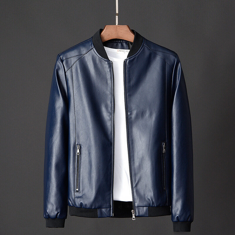 Men's jacket men's spring and autumn leather jacket men's clothing 2023 new popular Korean version slim thin section trendy clothes - Image 5