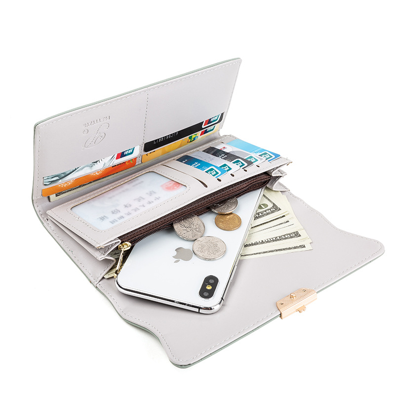 Prettyzys/Pureti new ladies long wallet fashion buckle PU small fresh clutch bag wallet - Image 4