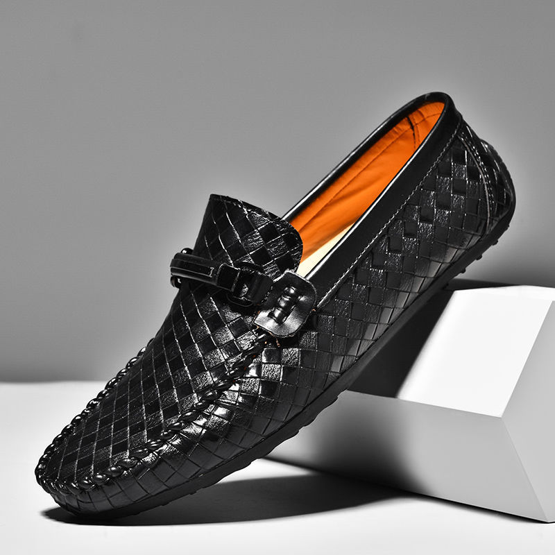 2023 new spring breathable non-slip beanie shoes for young men, casual leather shoes, lazy British fashion social guys - Image 2