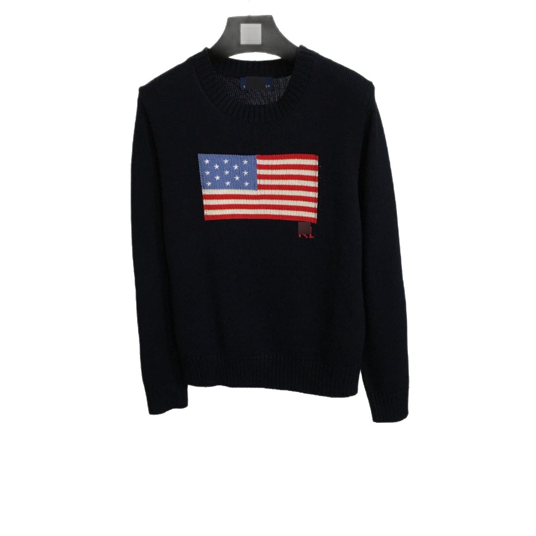 2026 Shenzhen Nanyou High-End Cross-Border Women's Clothing New Style American Flag Pattern Round Neck Pullover Long Sleeve Wool Knit Sweater - Image 5