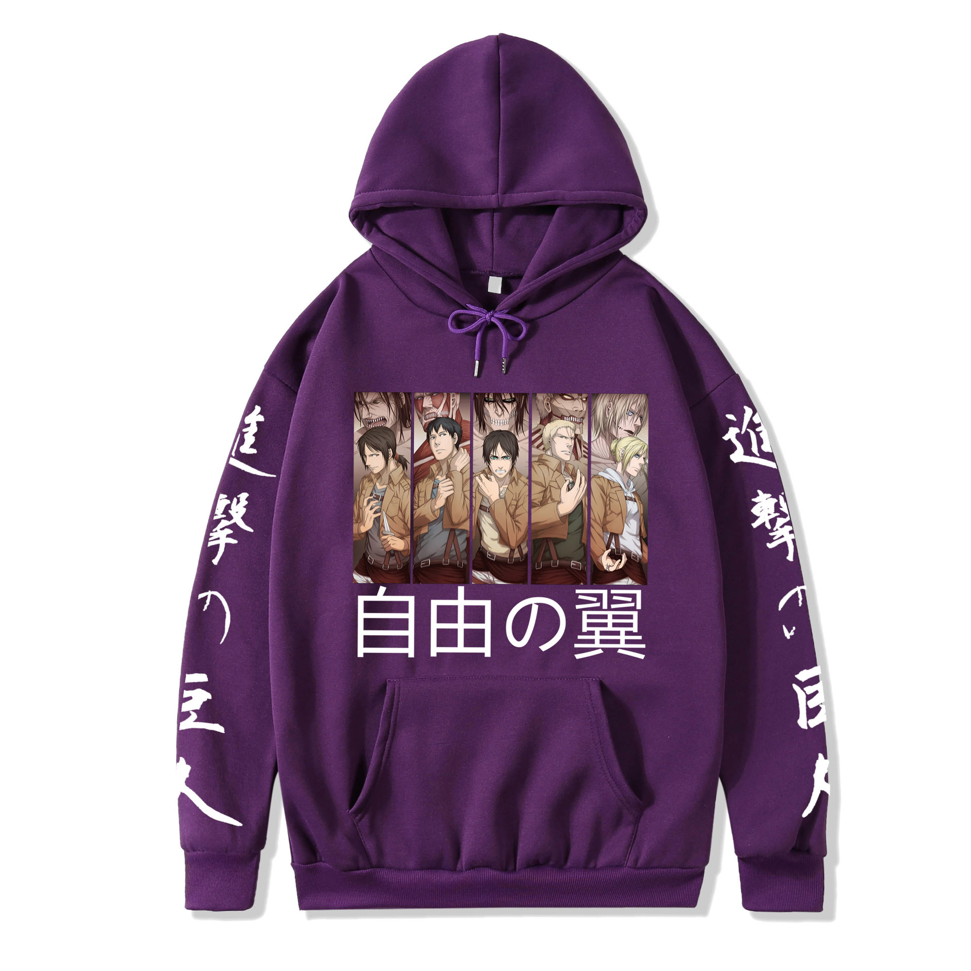 2021 couples wear autumn and winter new popular anime attack giant series illustration loose casual hooded sweater women - Image 23
