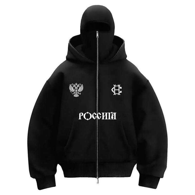 Cross-border trendy brand plus velvet double hood unique design hooded sweatshirt autumn and winter new men and women same style loose Y2K sweatshirt - Image 9