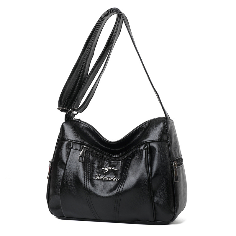 Soft leather bag women 2021 new trendy mother bag large capacity fashion atmosphere middle-aged and elderly mother-in-law single shoulder Messenger bag