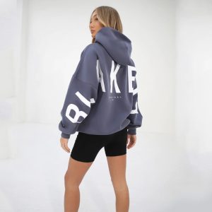2023 new Amazon cross-border European and American fashion printing thickened versatile long-sleeved loose hooded sweatshirt for women