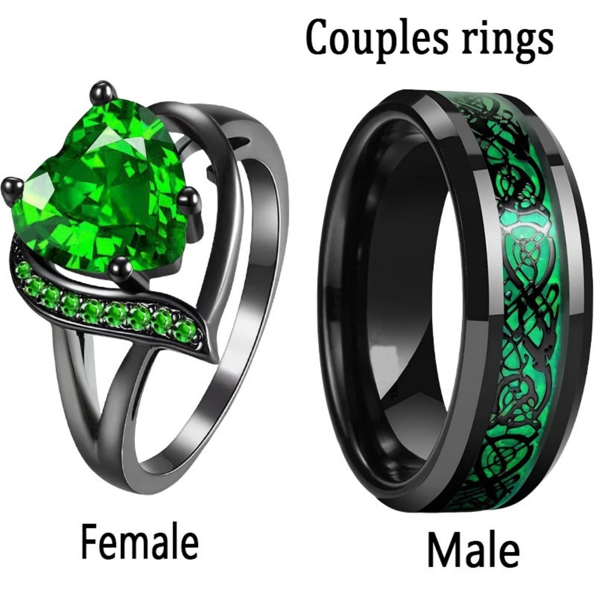 Hot-selling cross-border e-commerce products: fashionable red and blue gemstone women's rings, European and American style stainless steel dragon pattern men's couple rings. - Image 3