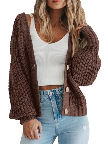 Cross-border women's clothing Amazon autumn/winter V-neck chunky knit cardigan women's lazy style knit sweater factory customization - Image 7