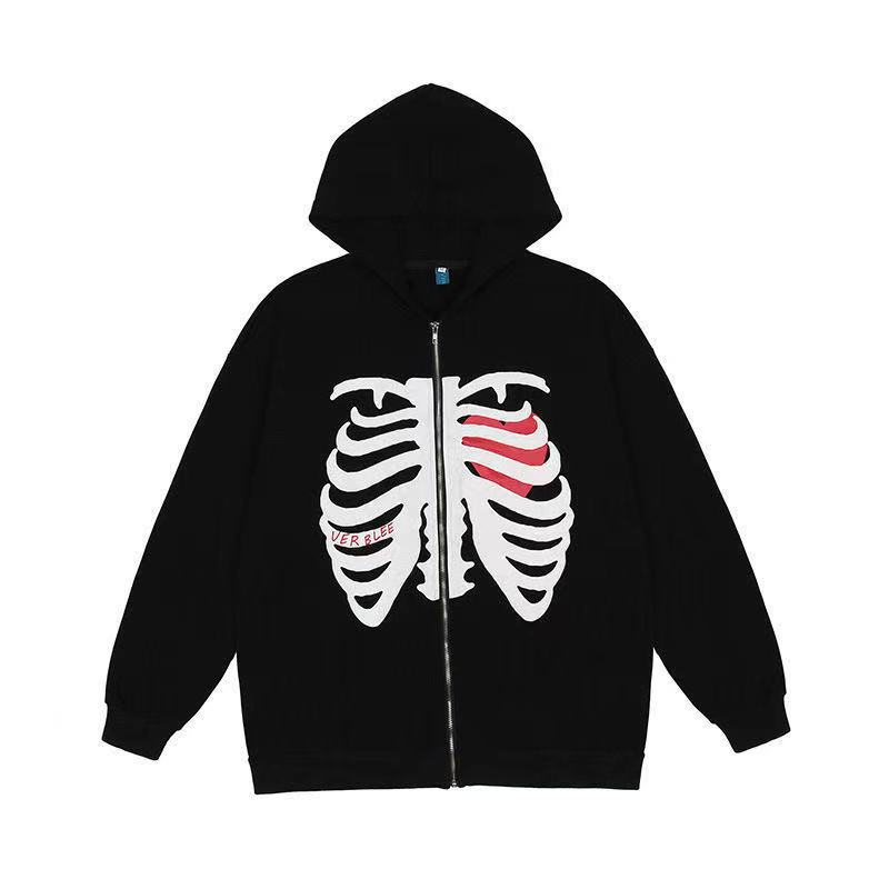 wish cross-border supply batch hoodie sweater bone dark y2k zipper plus velvet clothes - Image 4