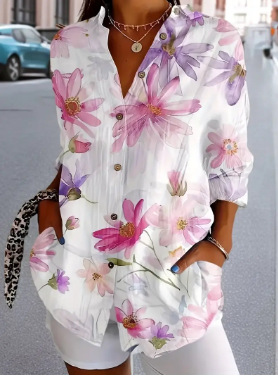 2024 New Women's Long Shirt, Summer European and American Trendy Short-Sleeve Floral Print 3D Short Sleeve Fashion - Image 29