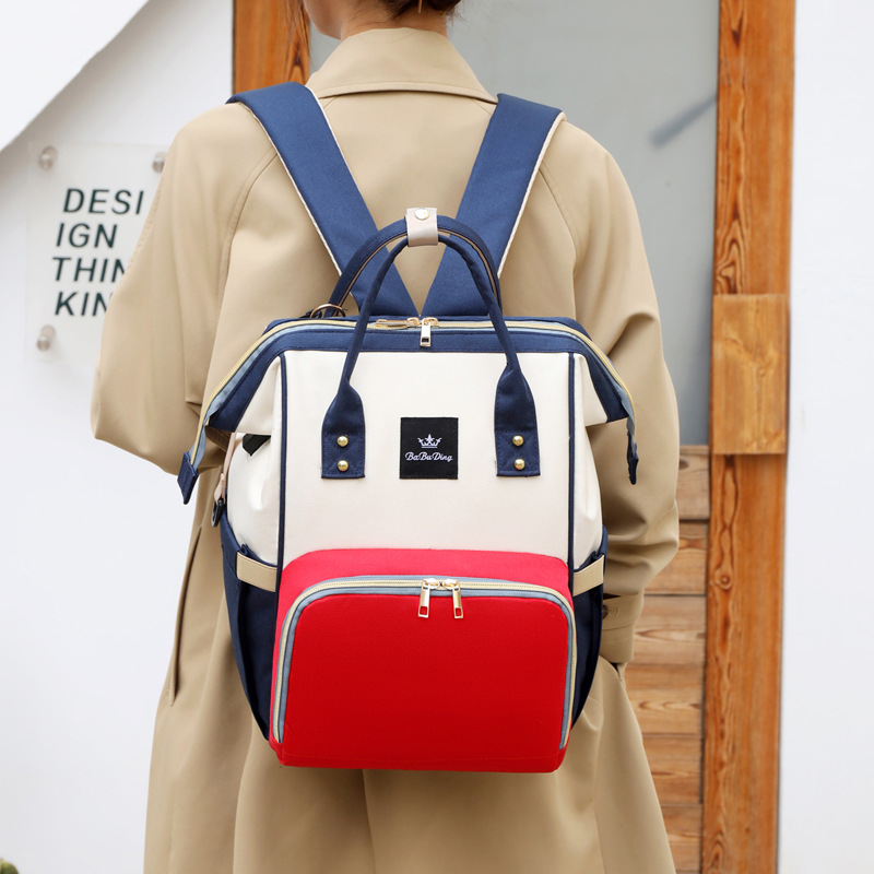 New Mummy Backpack Large Capacity Contrast Color Harajuku Style Backpack Casual Travel Single Shoulder Portable Crossbody Bag - Image 3