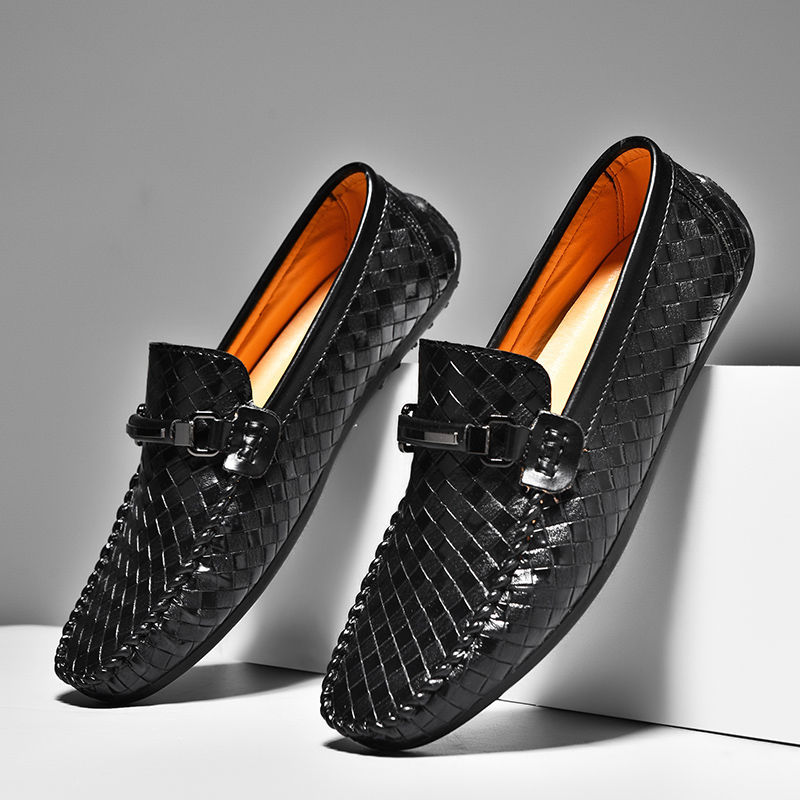2023 new spring breathable non-slip beanie shoes for young men, casual leather shoes, lazy British fashion social guys - Image 5