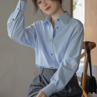 French-style women's shirt, 2026 spring and autumn, white top, new design, layering, niche style, long-sleeved, wrinkle-resistant shirt. - Image 2