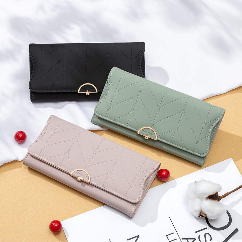 Prettyzys/Pureti new ladies long wallet fashion buckle PU small fresh clutch bag wallet - Image 2
