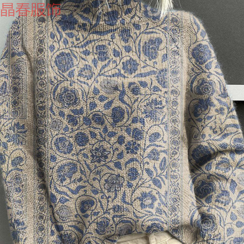 New Christmas Abstract Print Casual Cape Cardigan Sweater for Foreign Trade and Cross-Border - Image 3