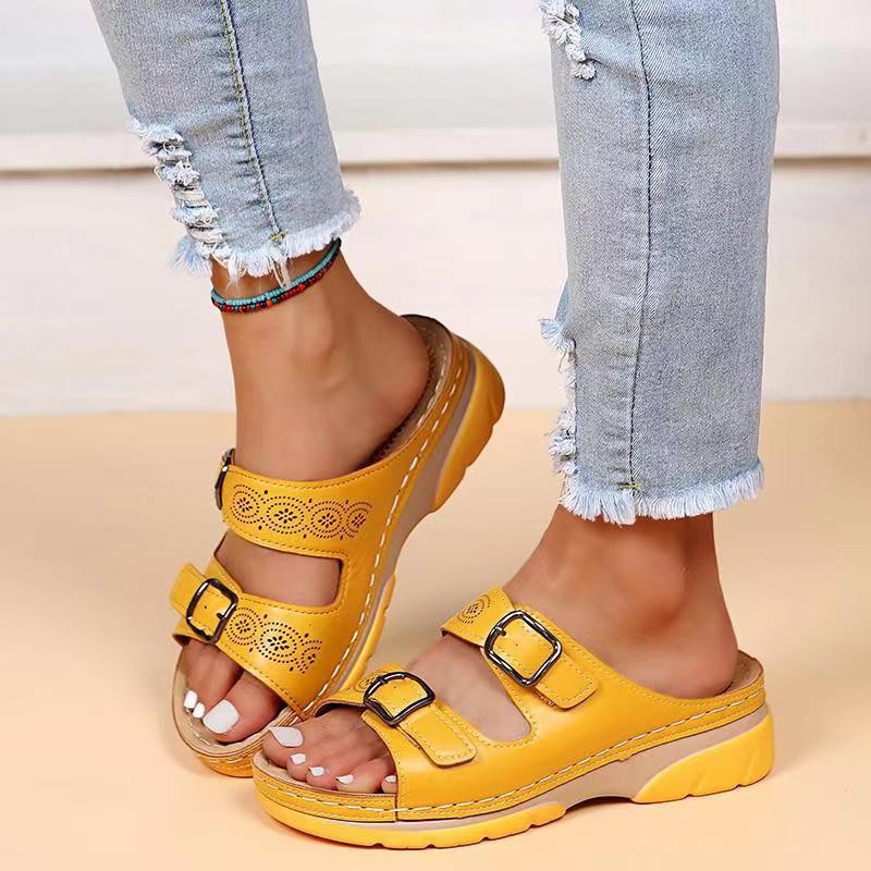 2022 summer foreign trade new large size sandals independent drill fashion wedge heel spot casual sandals - Image 3