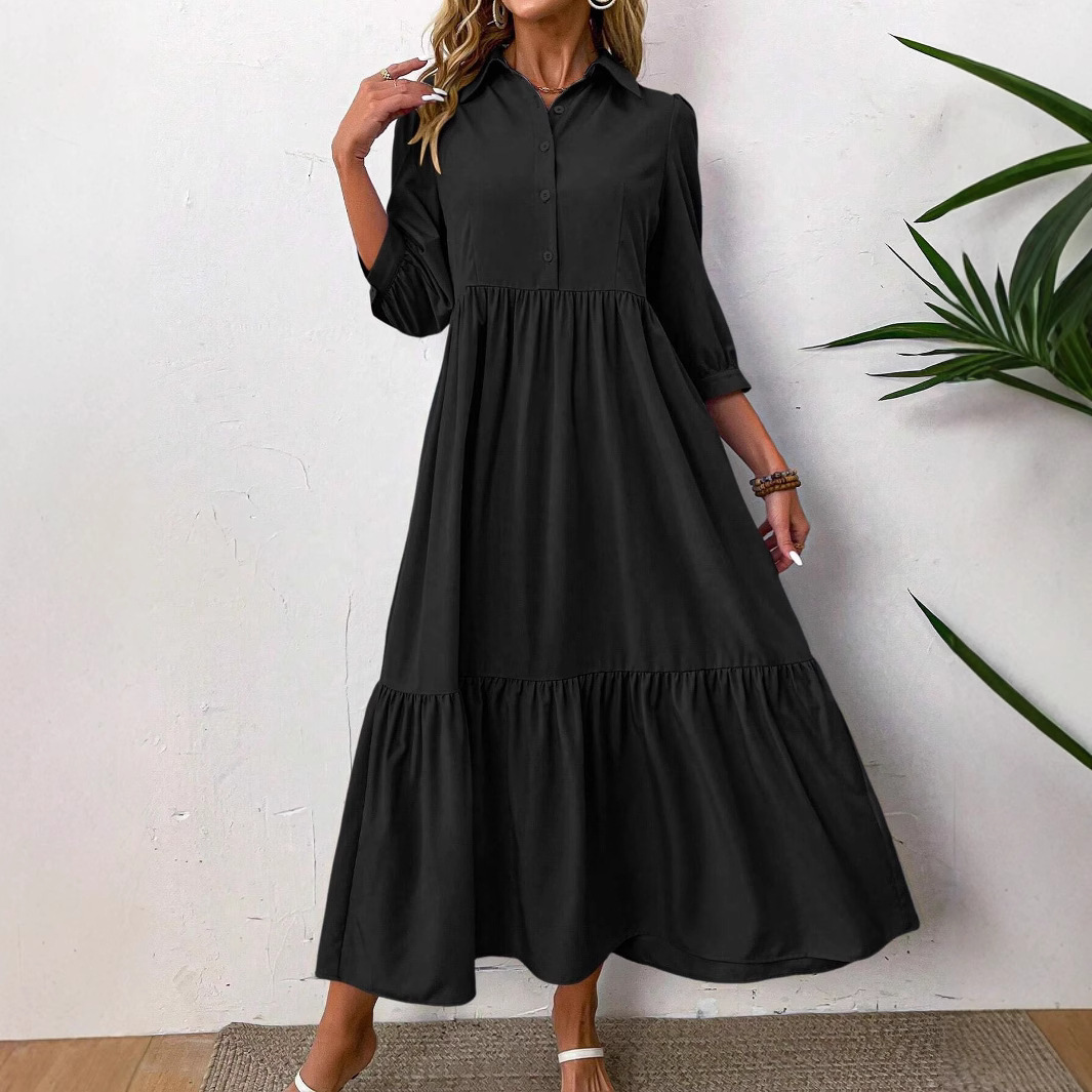 2026 Spring/Autumn New Style Women's Shirt Dress, Elegant, Fashionable, Casual, Lapel, Full Skirt - Image 4