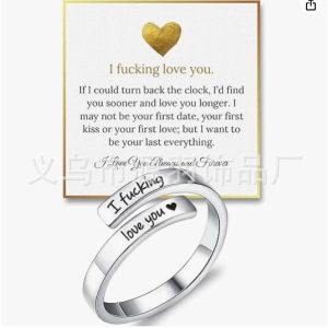 Cross-border open titanium steel DIOWUS women's Just Breathe spiral winding twisted vintage healing ring