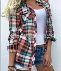 2021 cross-border new spring temperament collage cardigan long-sleeved stand-up collar straight-cut women's shirt first-hand source