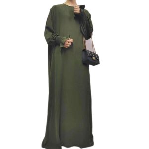 2023 cross-border foreign trade women's clothing Amazon Middle East Dubai Turkish Arabian solid color long-sleeved dress