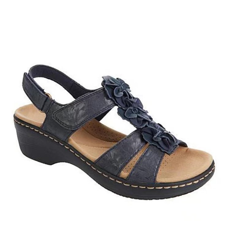 Ladies shoes2024 summer cross-border new wedge heel women's sandals flower foreign trade Velcro beach sandals - Image 6
