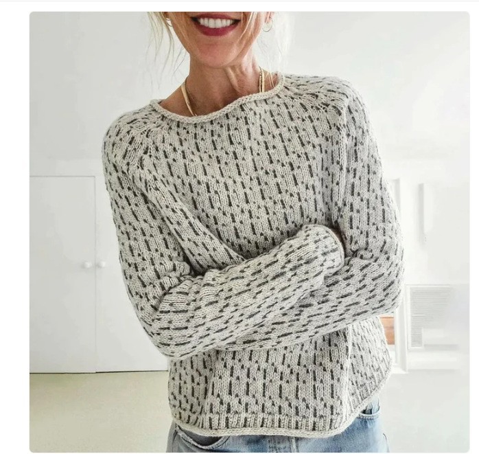 Amazon European and American new sweater women's wish hot sale round neck color matching loose fashion pullover sweater - Image 26
