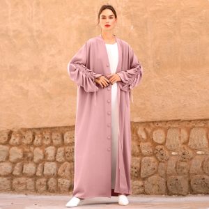 2022 New Middle Eastern Cross-border Women's Cardigan Robe Turkish Single-Breasted Sleeve Long Skirt Muslim Abaya