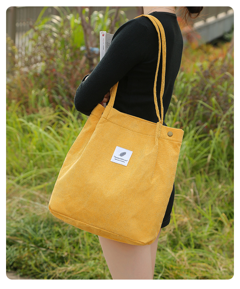 Factory direct supply shoulder bag women's shopping bag fashion canvas women's bag canvas bag large capacity corduroy shoulder bag - Image 21