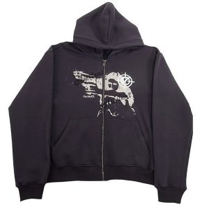 2022 AliExpress New Ladies Street Hoodie Skull Rhinestone Zipper Hooded Hoodie