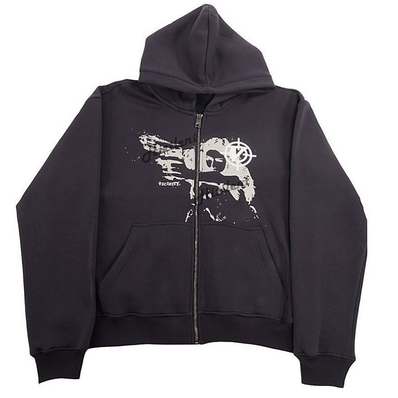 2022 AliExpress New Ladies Street Hoodie Skull Rhinestone Zipper Hooded Hoodie