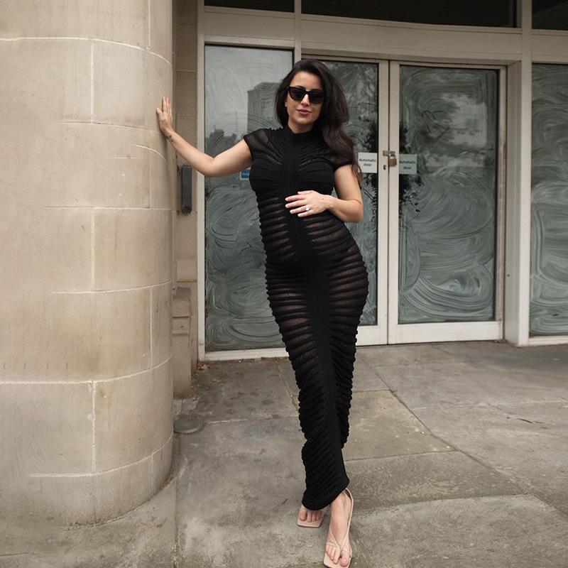 European and American style 2023 autumn new women's fashion short-sleeved round neck slim hip-wrapped temperament design dress female - Image 4