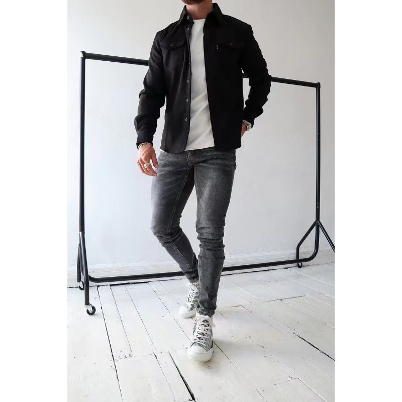 2024 European and American cross-border foreign trade Amazon autumn and winter new European and American men's clothing youth casual men's shirt spot grinding - Image 10