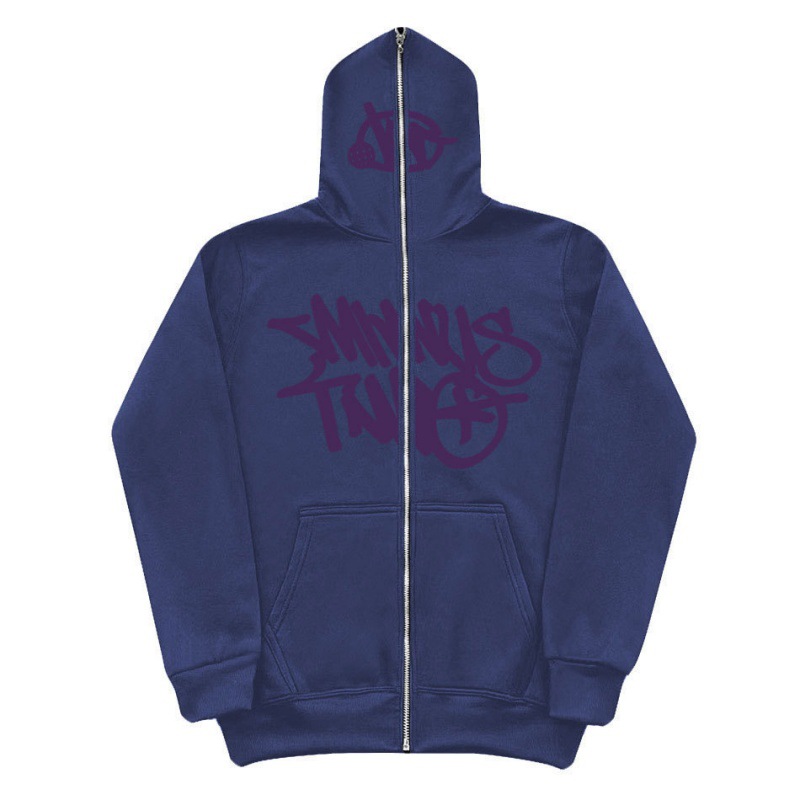 Y2K Unisex Fleece Hooded Sweatshirt Full Zip Plus Size Streetwear Stussy Tour Jacket - Image 13