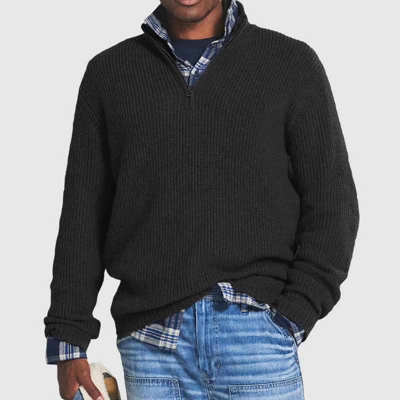 Amazon Independent Station 2023 Autumn and Winter New European and American Foreign Trade Men's Business Casual Loose Zipper Stand Collar Sweater - Image 3