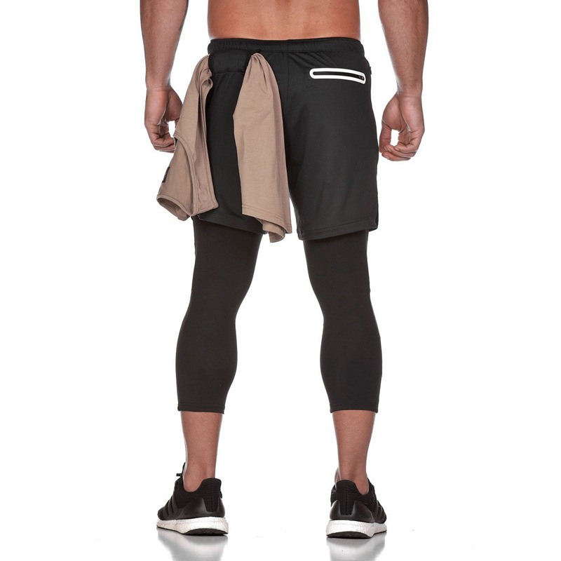 2023 Autumn New Muscle Men's Fashion Versatile Fake Two-Piece Breathable Fitness Training Running Sports Shorts - Image 6