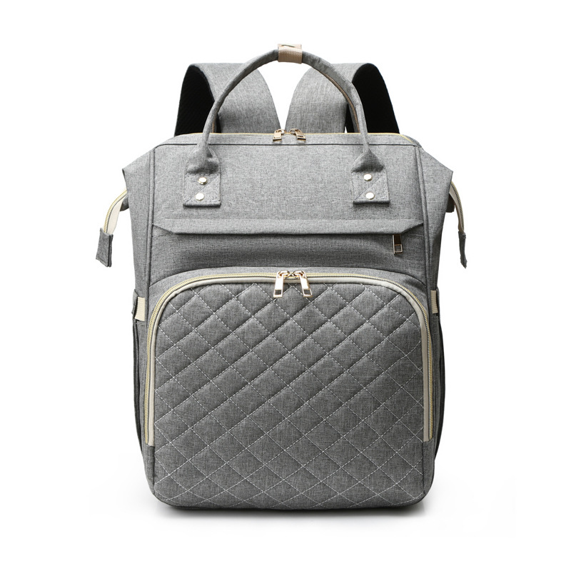Cross-border classic mommy bag embellished with small coin purse multi-function USB charging mother and baby bag light solid color mommy bag - Image 7