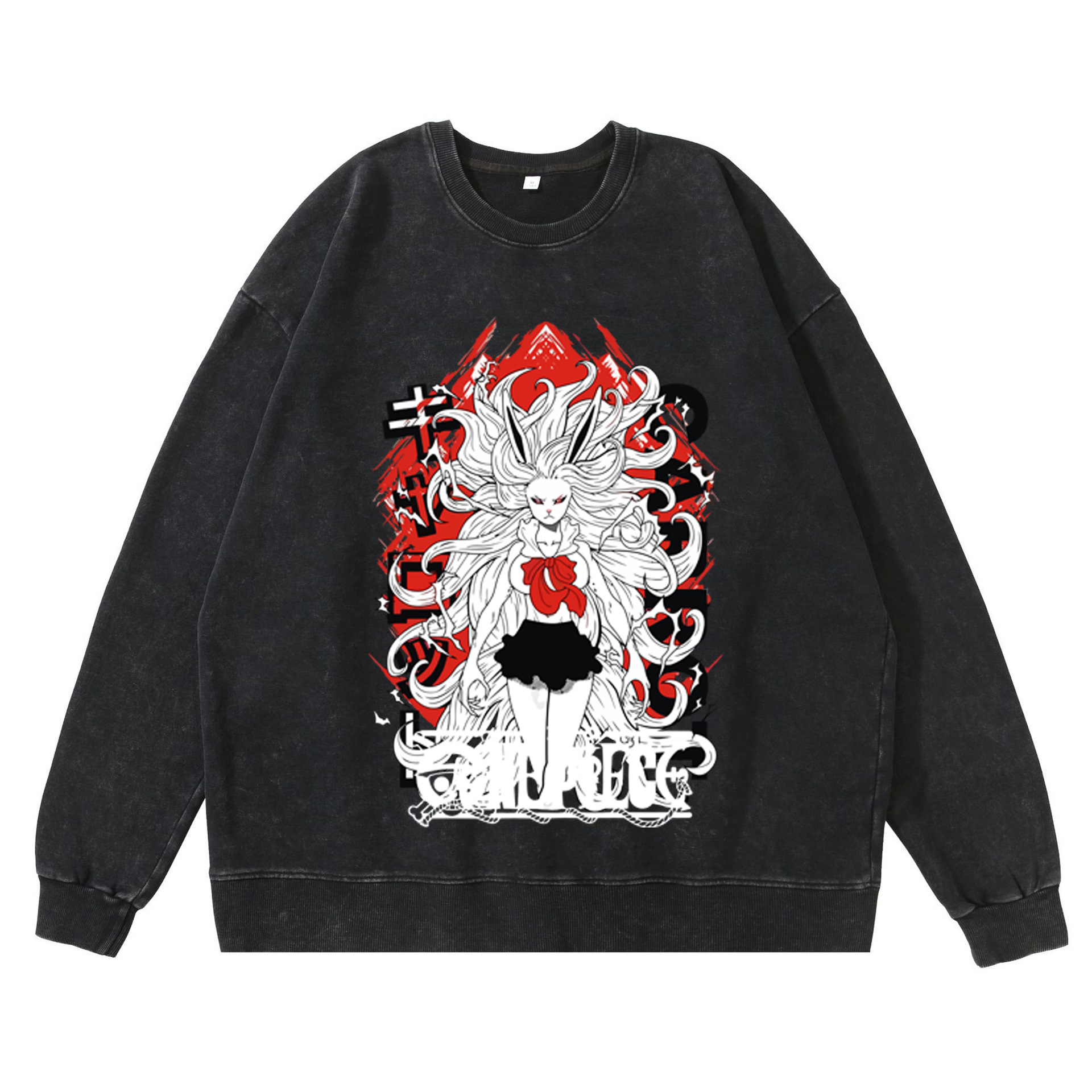 360g heavy washed retro sweatshirt street hip-hop anime American style pirate Luffy Zoro cotton autumn sweatshirt - Image 10