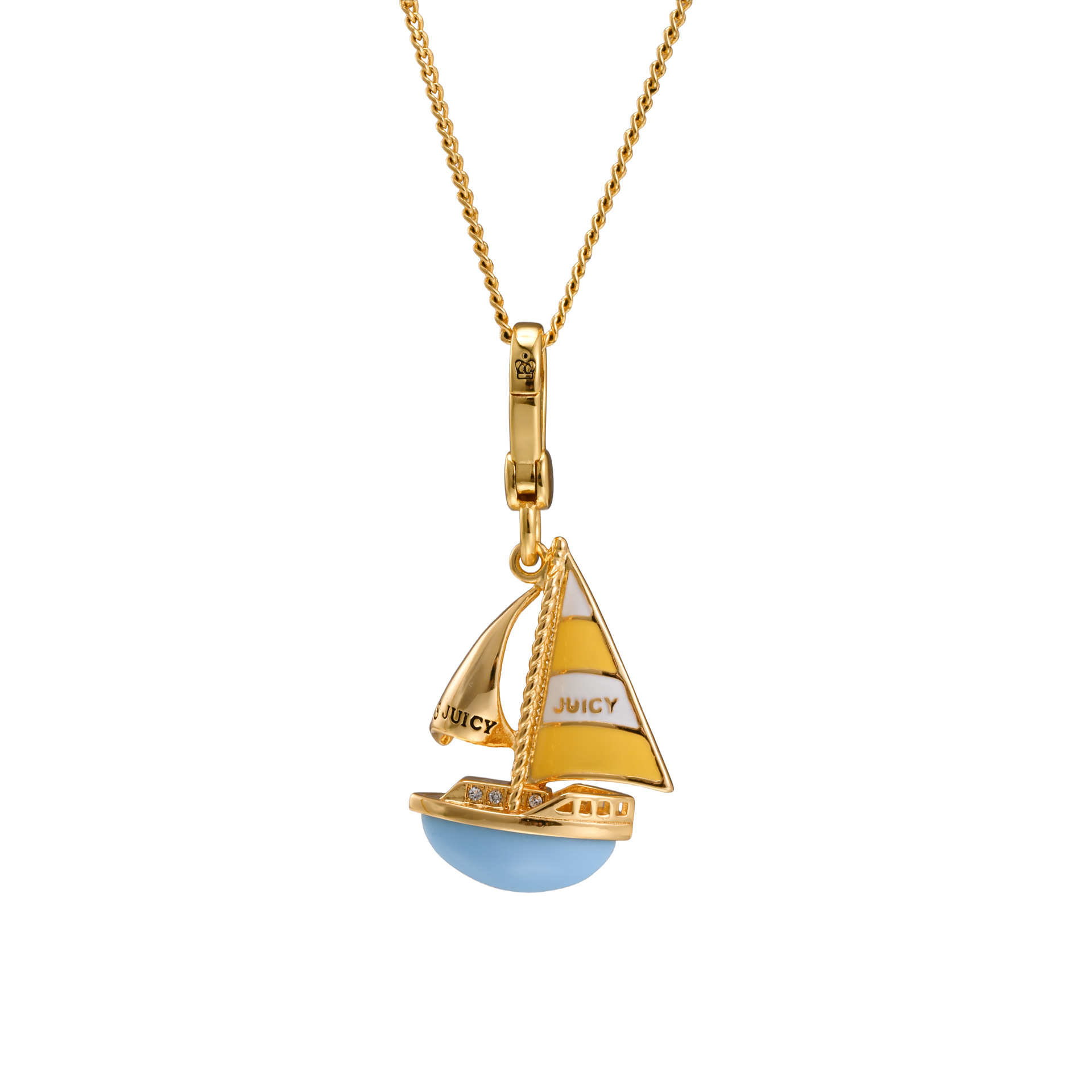 High-end enamel blue sailboat pendant necklace with fresh lettering, suitable for cross-border trade and export. - Image 6
