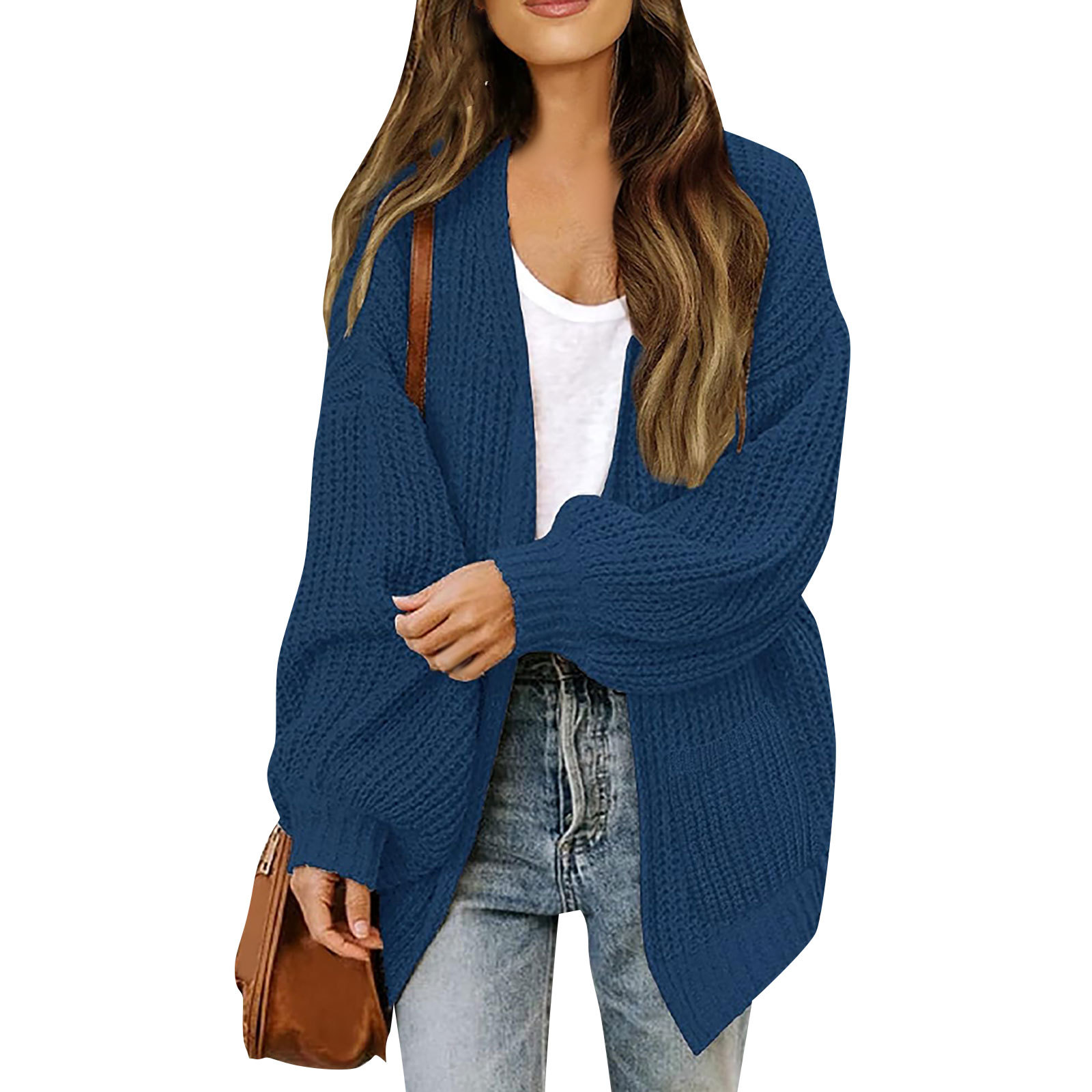 Amazon export women's lantern sleeve chunky knit cardigan 2026 autumn and winter new pocket knit sweater women's coat - Image 10