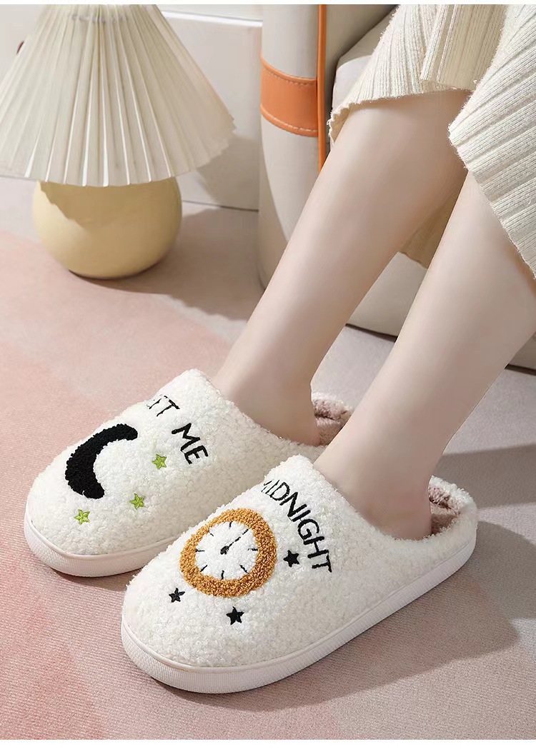Cross-border popular moon cotton slippers for women wholesale indoor home moon clock couple indoor warmth - Image 6
