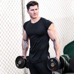 2021 Muscle Brothers new moisture wicking light board cross-border T-shirt short-sleeved pure cotton stretch sports and leisure top