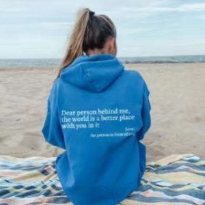 Foreign trade independent station women's velvet sweatshirt plain letter print kangaroo pocket drawstring print hoodie